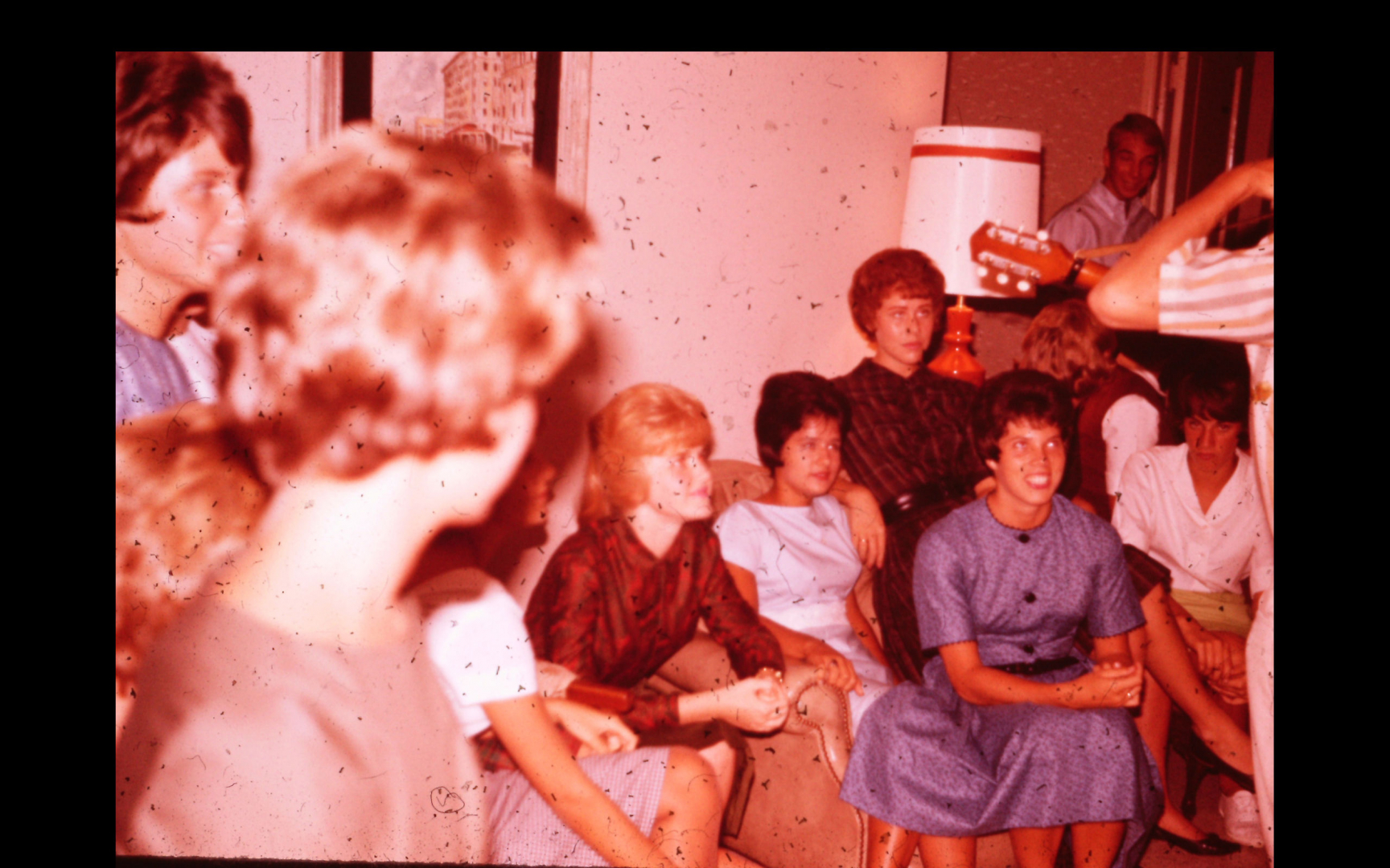 The classmates that I think can be identified are from L to R: Donna Brown, Maria Duarte, Kay Anderson Wieie, Pat Hand.  Janet Shelburne Graves says she is in the picture with Karen Gellette Hanson on the left.