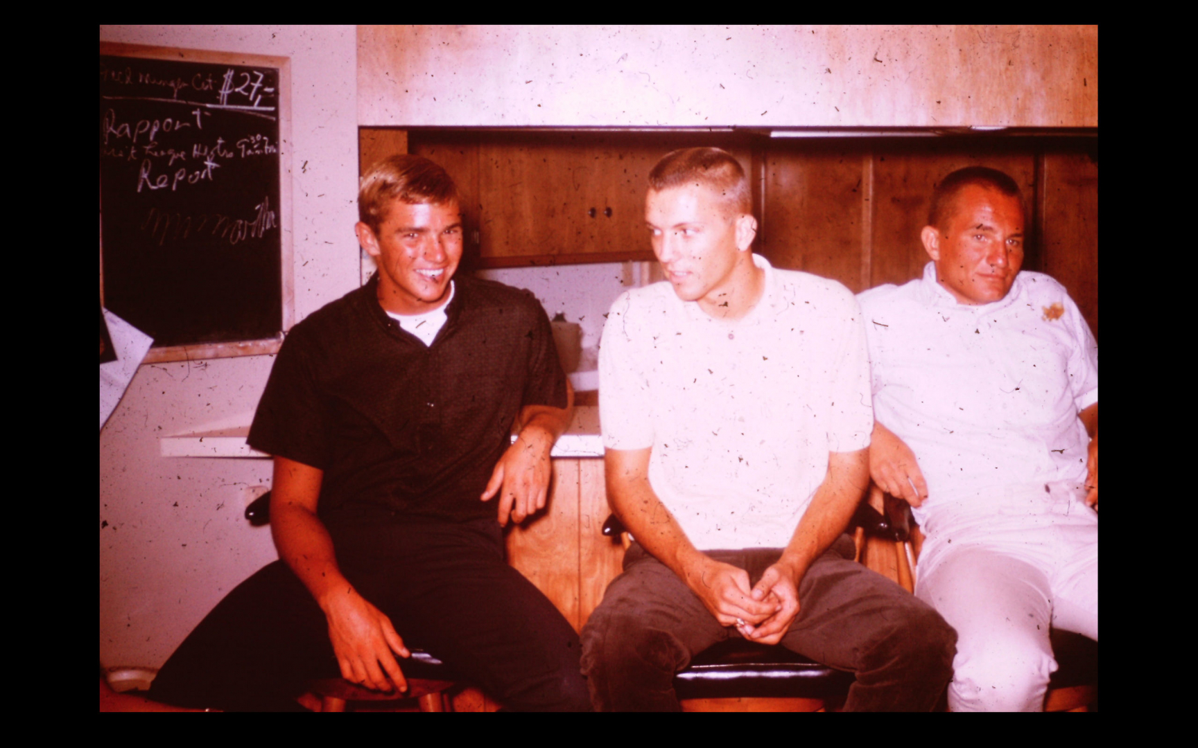 The classmates that I think can be identified are from L to R: Skip Heller, Dave Smock, and Mike Luttrell.