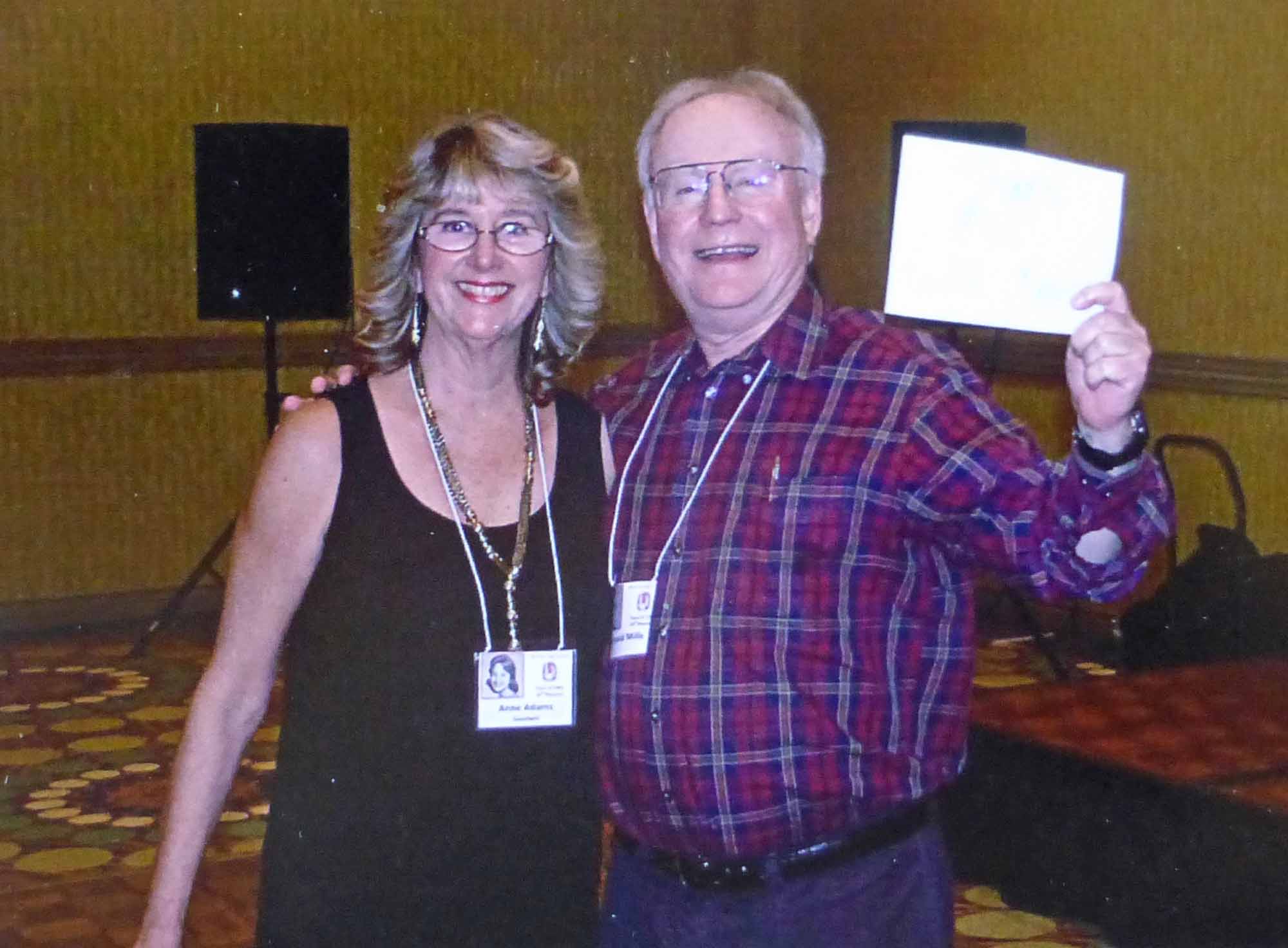 Ron Mills won a raffle prize (gift certificate) awarded by Anne Adams Goodwin